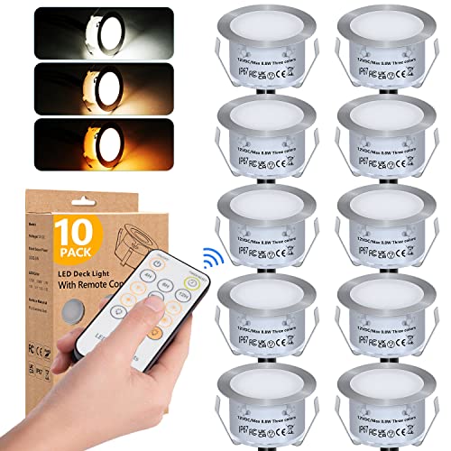 Recessed LED Deck Light Kits with Remote Control φ42mm 10 Pack (10 Count)