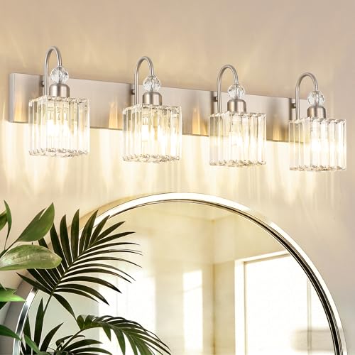 Crystal Brushed Nickel Vanity Light for Bathroom 4