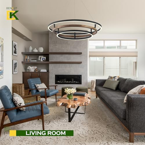3 Rings Modern LED Chandelier Black Dimmable Circular Pendant Light for Dining Room