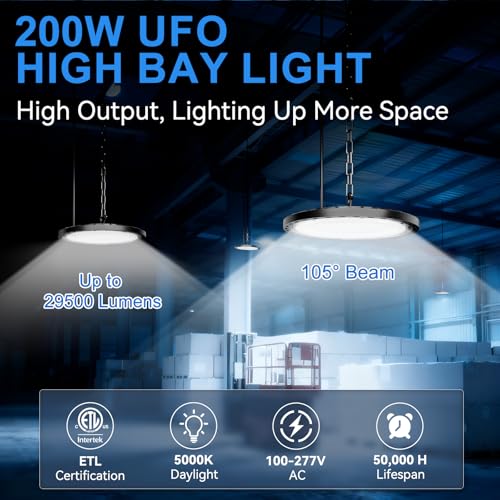 6 Pack 200W UFO LED High Bay Light