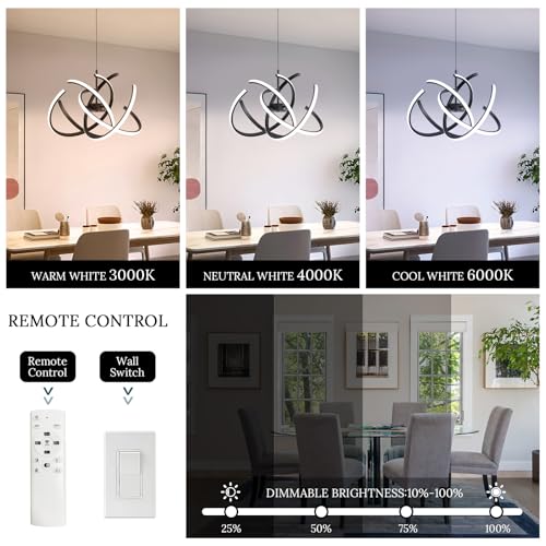 Black Modern Sputnik Chandelier with Remote Control
