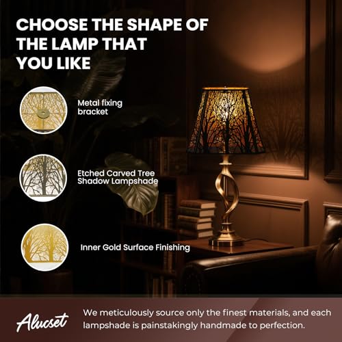 Rectangle Large Metal Lampshade Forest Etching Forest Lamp Shade Pattern Fits For Table Lamps And Floor Lamps Spider Fitter