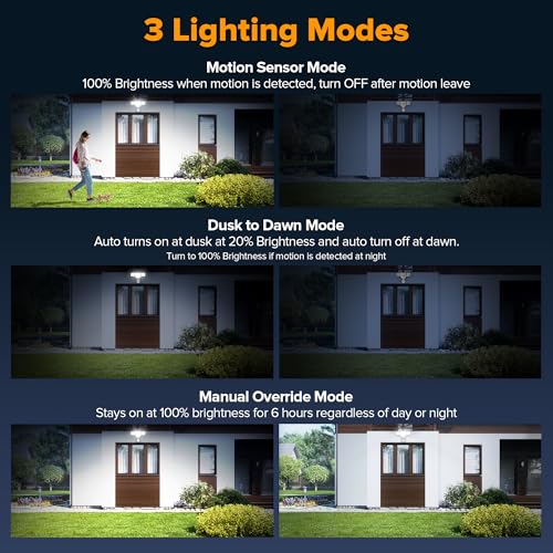 80W 9000LM LED Security Light Hardwire Motion Sensor Outdoor Lights