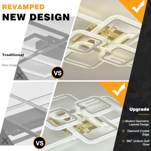 White 6 Square Acrylic LED Flush Mount Ceiling Light