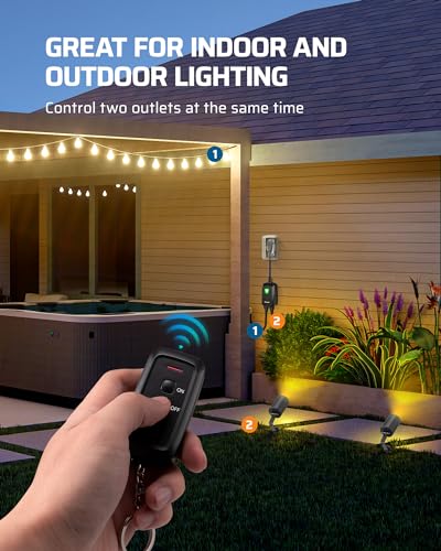 Wireless Remote Control Outdoor Outlet with 2 Remotes