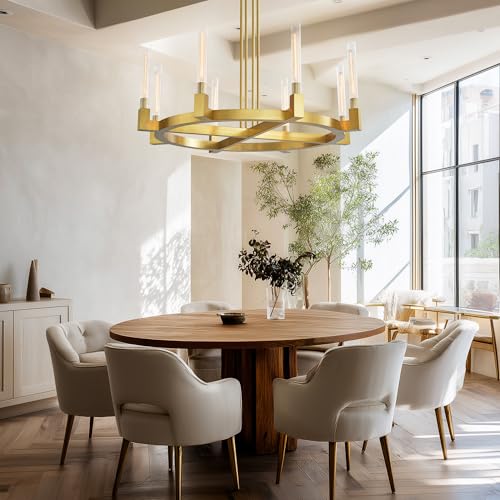 48 Inch Gold Candle Wagon Wheel Chandelier