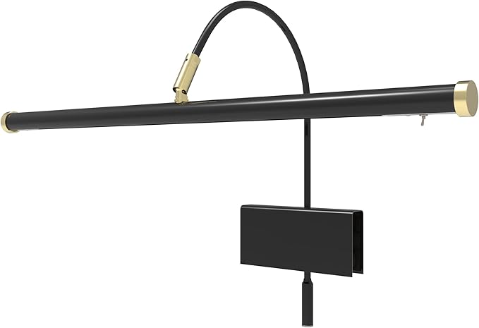 Cocoweb 19" Grand Piano Lamp - Adjustable, Black with Brass Accents, LED Clip-on with Dimmer - GPLED19D - Aura Lighting