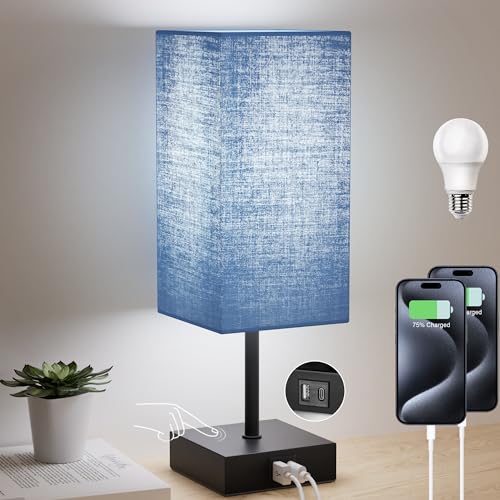 Bedside Table Lamp for Bedroom with 2USB Ports