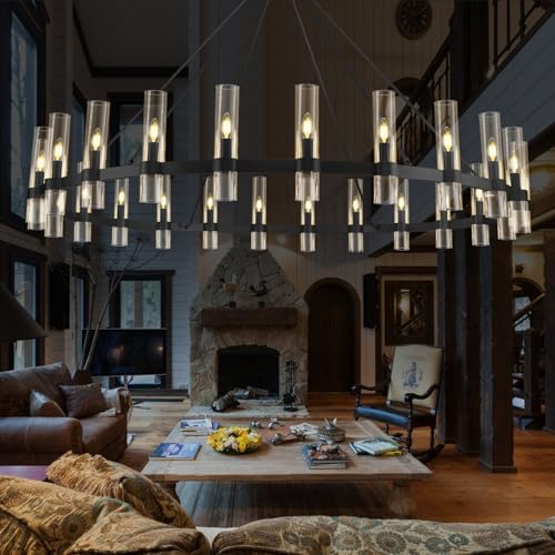 Black Wagon Wheel Chandelier