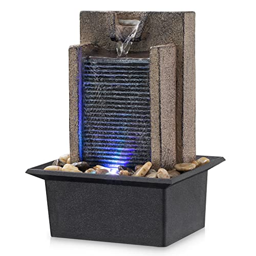 Tabletop Fountain Relaxing Tabletop Waterfall Fountain with Natural River Rocks & Color