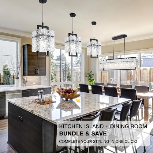 Black Crystal Pendant Light for Kitchen Island