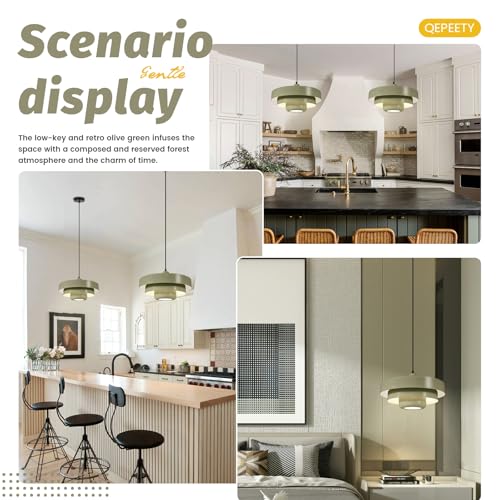 Olive‑Green Hanging Pendant Light Scandinavian Ceiling Lamp