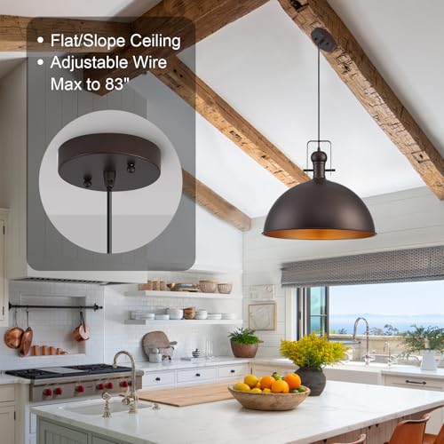 18 Inch ORB Farmhouse Pendant Lights for Kitchen Island 1 Pack