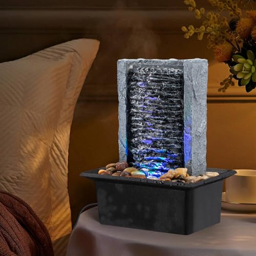 Tabletop Fountain Indoor Waterfall Rock Fountain LED