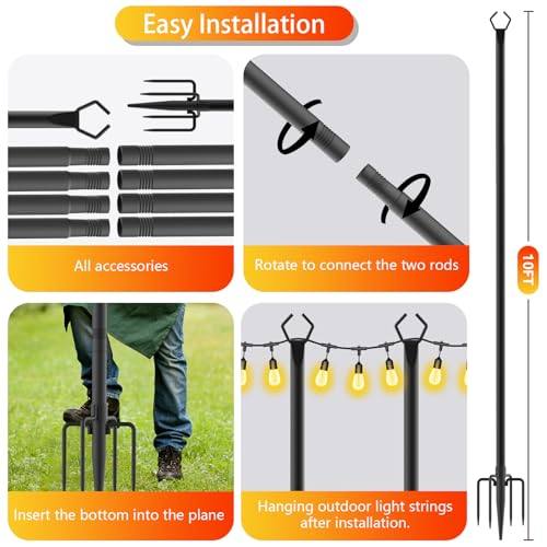 10 Pack String Light Poles