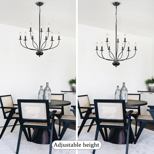 Black Farmhouse Chandelier for Dining Room Light Fixtures 9