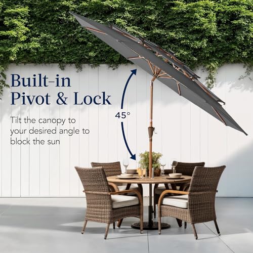 10ft 3 Tier Solar Patio Market Umbrella