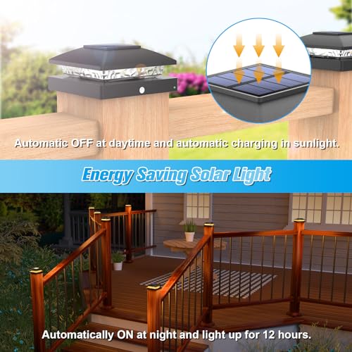 20 Pack Black Solar Post Cap Lights Fit 4x4 Fence Deck Post (20 Count)