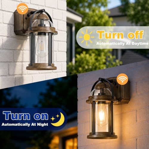 Dusk to Dawn Outdoor Wall Lights with GFCI Outlet