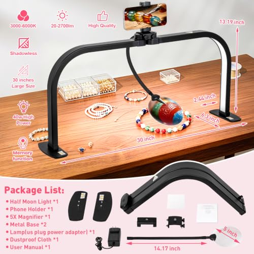 LED 5X Magnifier Half Moon Nail Desk Lamp (40 Count)