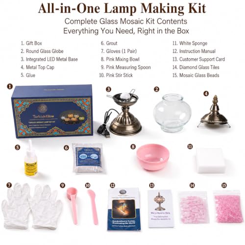 DIY Turkish Mosaic Lamp Kit for Adults (Deep Pink)