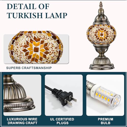 Turkish Mosaic Lamp Stained Glass Table Lamp with Tiffany Style