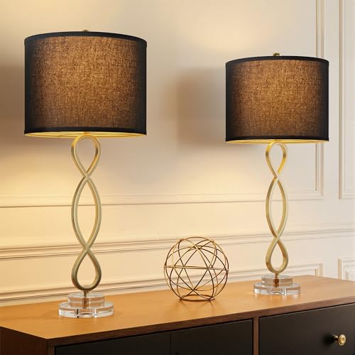 30" Brass Gold Buffet Table Lamps for Living Room Set of 2