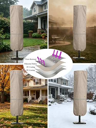 Patio Umbrella Cover with Rod for 7 to 11 Ft Umbrellas & 15 Ft Double