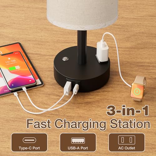 Beige Touch Bedside Lamp for Bedroom