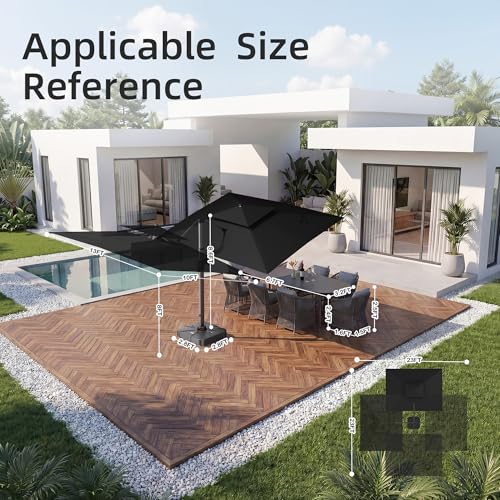 10x13 FT Patio Cantilever Outdoor Umbrella with Base Included