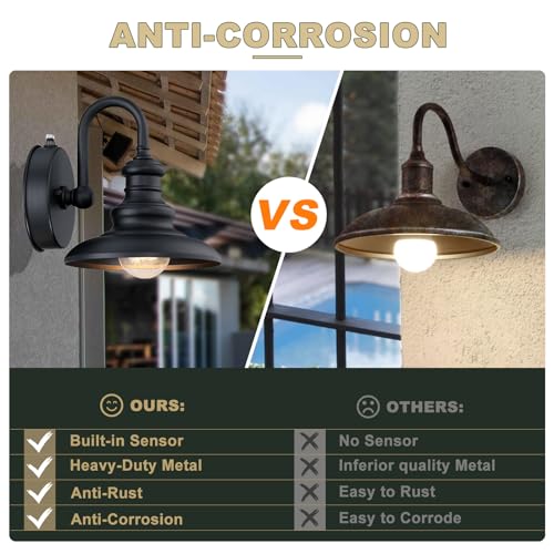 Dusk to Dawn Sensor Outdoor Gooseneck Barn Light Fixture Brown