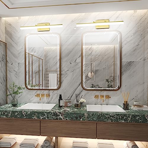 Bathroom Vanity Light Brushed Gold Modern LED Vanity Lighting Over Mirror 24inch Adjustable Gold Wall Light for Bathroom