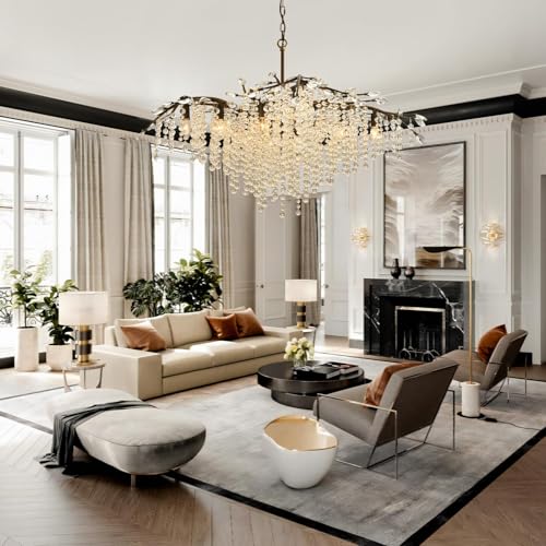 Large Vintage Farmhouse Branch Crystal Chandelier for Dining Room