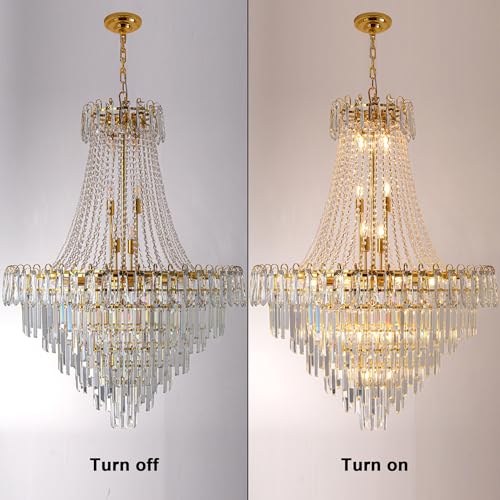 34 Inch Large Tiered Empire Crystal Chandelier