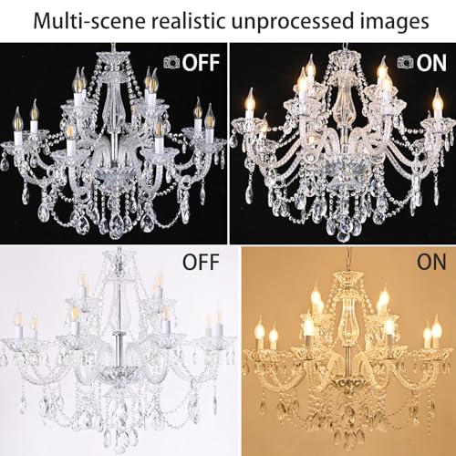 12 Light Contemporary Crystal Chandelier for Living Room