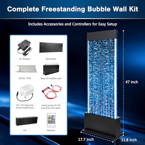 47" Indoor LED Bubble Wall Water Fountain