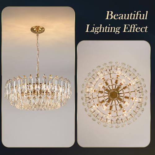 23.6" Modern Crystal Chandelier Gold 3