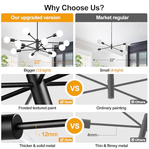 11" 52" Height Adjustable Modern Chandelier Ceiling Light Fixture
