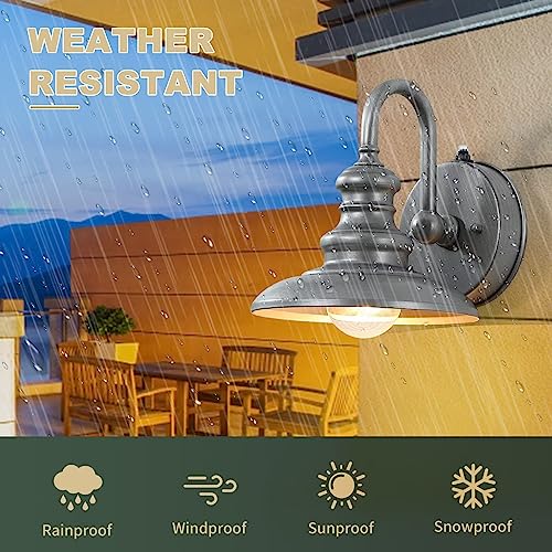 Dusk to Dawn Sensor Outdoor Gooseneck Barn Light Fixture Silver