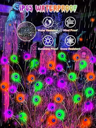 6 Pack Solar Halloween Decorations Outdoor 36 LED Solar Eyeball Lights (6 Count)
