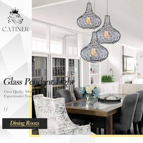 11" Smoked Hammered Glass Pendant Light