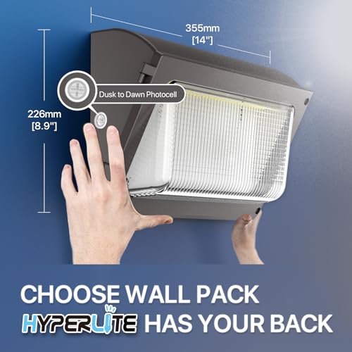 LED Wall Pack Light 120W 2Packs with Dusk to Dawn Photocell and Glass Lens LED Security Flood Commercial and Industrial Outdoor LED Wall Lights Out Door for House Warehouses UL Listed (2 Count)