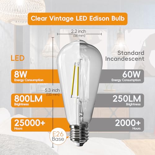 Edison Bulbs E26 LED Bulb 60 Watt Equivalent