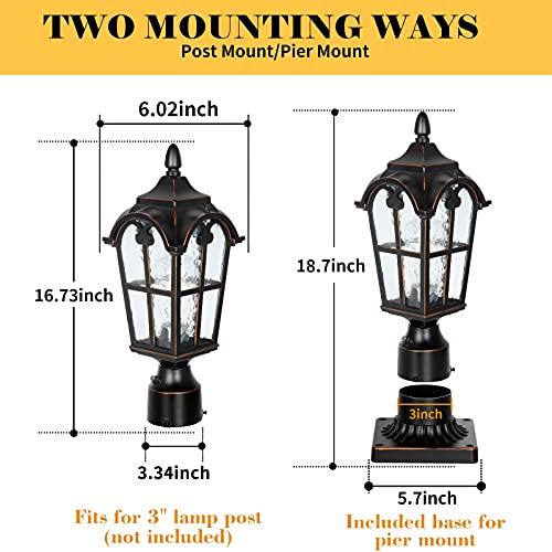 Hardwired 120V Dusk to Dawn Outdoor Post Light Black Roman