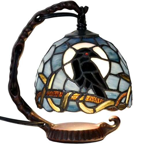 L12011 Raven Tiffany Style Stained Glass Mini Table Lamp