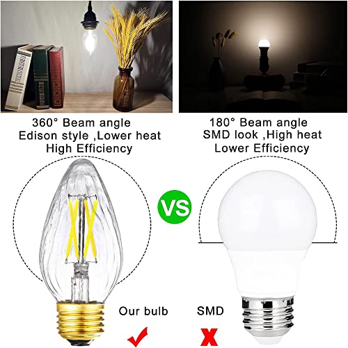 E26 Edison Bulb 6W Equivalent E26 LED Bulb 60 Watt Dimmable 4000K E26 Light Bulb AC120V Neutral White 600lm Flame Wrinkle Glass LED Bulb for Pendant