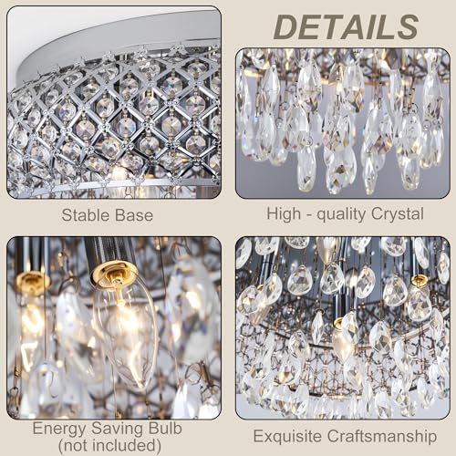 19.5'' Chrome Chandelier with Crystal Raindrop Prism