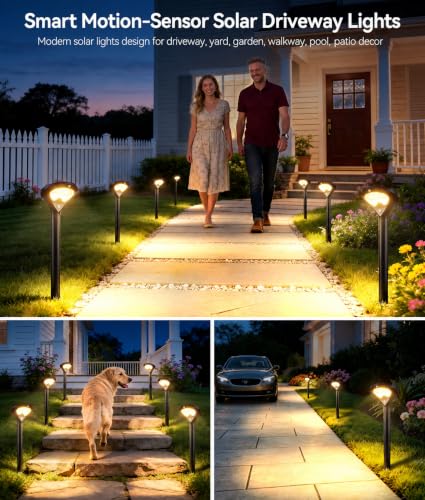 400LM Solar Pathway Lights Outdoor with Motion Sensor (2 Count)