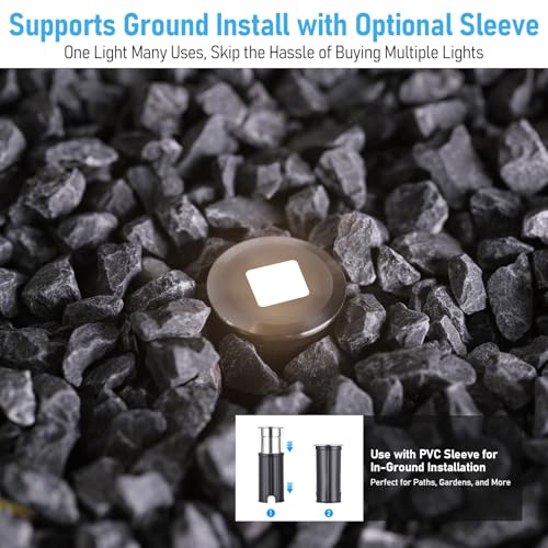 12 Pack 3000K Recessed Low Voltage Deck Light Flat Square Aperture (12 Count)