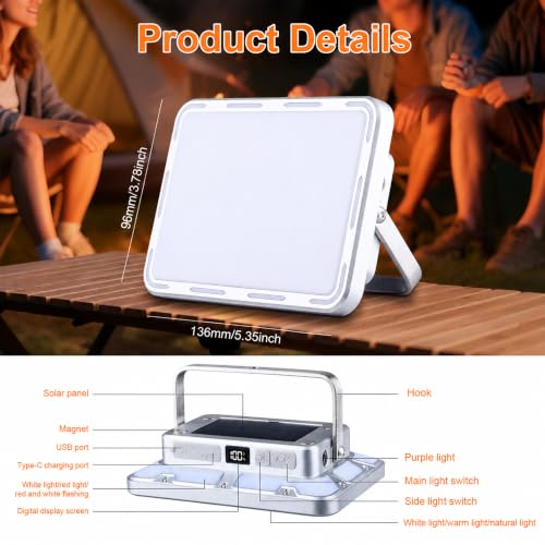 Rechargeable LED Umbrella Light Brightness Working Aluminum for Camping BBQ